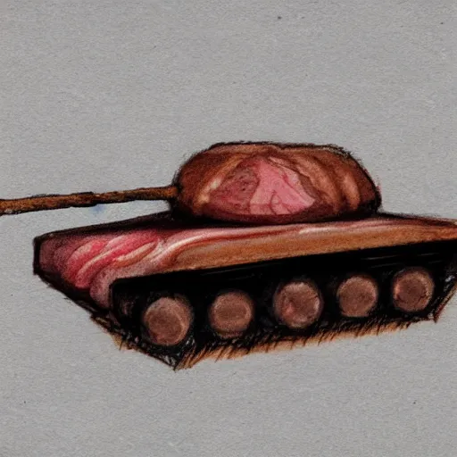 Image similar to concept art for a tank made of meat