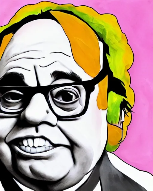 Image similar to Portrait of Danny Devito in the style of Rick & Morty