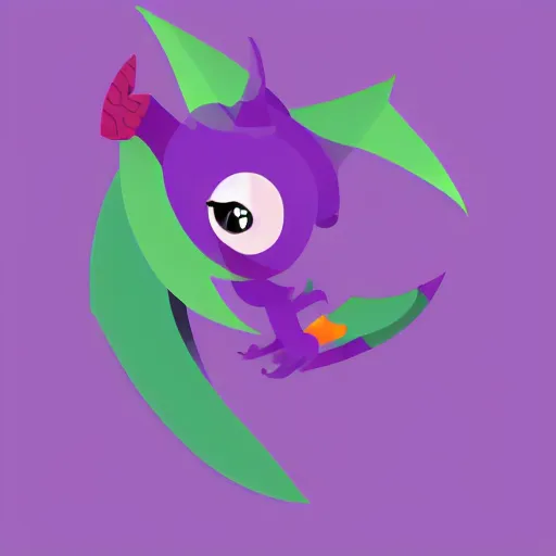 Image similar to very cute purple dragon, 2d minimalism,simple figures, cubism,digital art