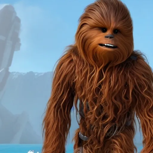 Prompt: Film still of Chewbacca, from Disney Pixar's Up (2009)