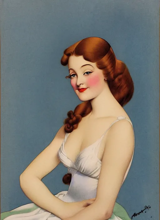 Image similar to a portrait of a pretty young lady by alberto vargas
