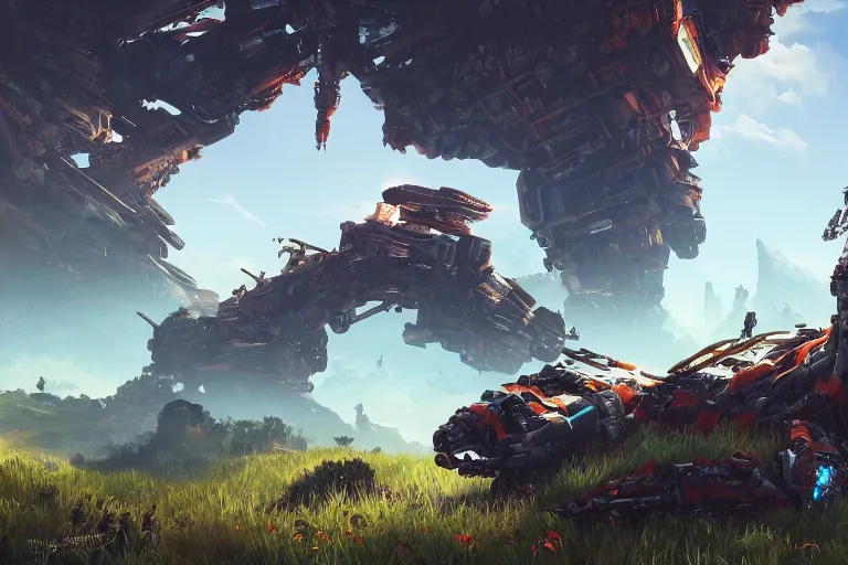 Image similar to burrower machine mecanical creature robot of horizon forbidden west horizon zero dawn bioluminiscence global illumination ray tracing hdr fanart arstation by ian pesty and alena aenami artworks in 4 k