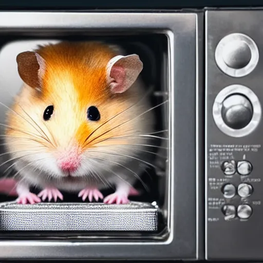 Image similar to a hamster in a microwave photo - realistic 4 k