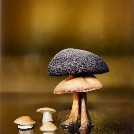 Prompt: Annie Leibovitz photograph of a hybrid between a capybara and a mushroom