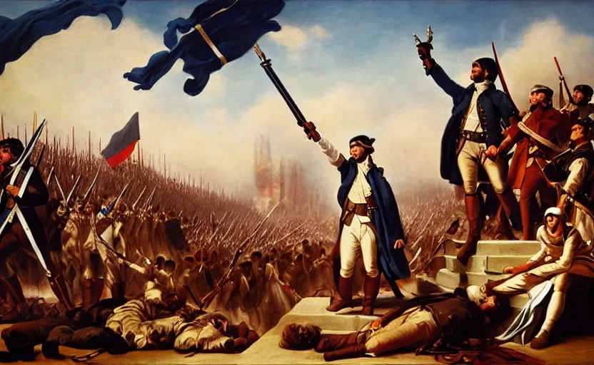 Image similar to liberty leading the people, french revolution, jedi, ewoks, oil on canvas