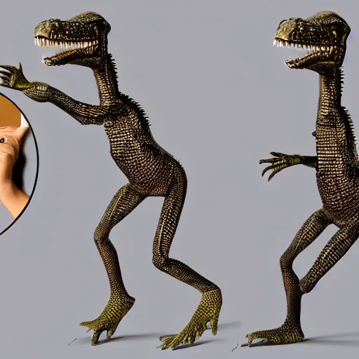 Prompt: High Resolution! reptilian Influencer dancing on tiktok, 8K, photorealistic