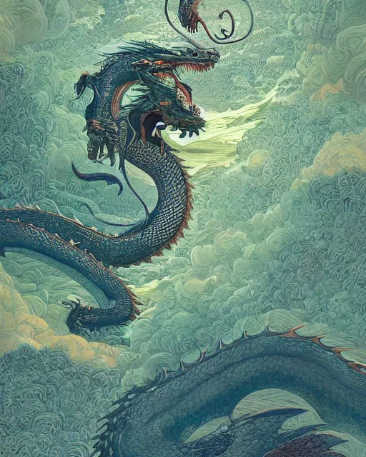 Image similar to a dragon serpent, digital art, illustrated by james gurney and victo ngai