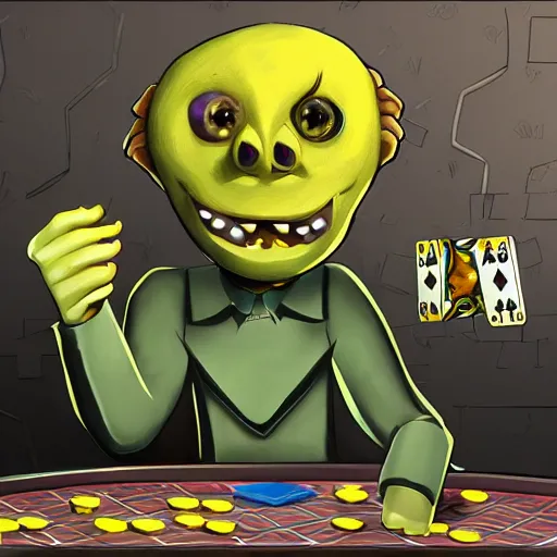 Prompt: Monster lemons play poker, artstation