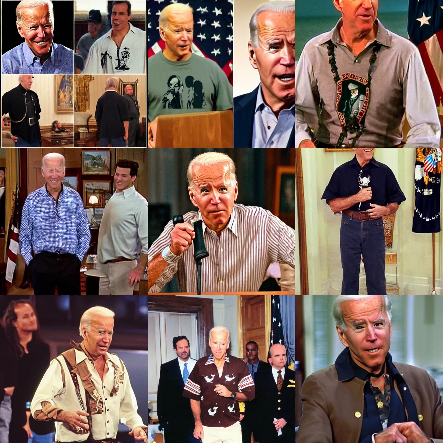 Prompt: Joe Biden wearing the pirate shirt from Seinfeld