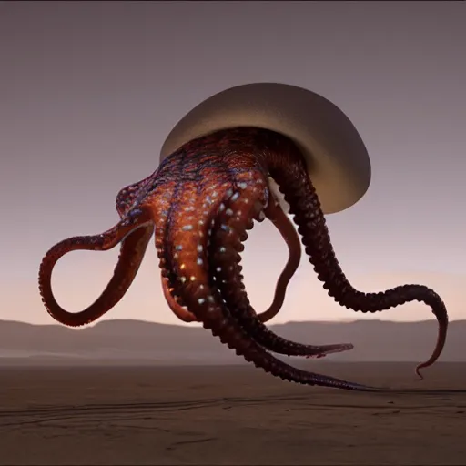 Image similar to hyperrealistic dslr film still of amorphous cephalopod wearing a cowboy hat, stunning 8 k octane comprehensive 3 d render, inspired by istvan sandorfi & greg rutkowski & unreal engine, perfect symmetry, dim volumetric cinematic lighting, extremely hyper - detailed, extremely lifelike attributes & lifelike texture, intricate, masterpiece, artstation, stunning