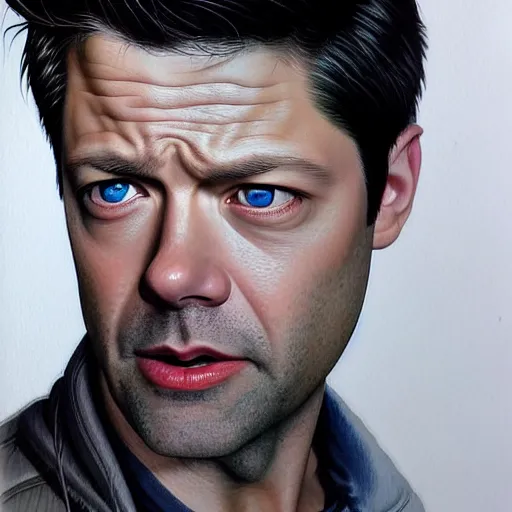 Image similar to photo of a broke Misha collins in the style of stefan kostic, realistic, sharp focus, 8k high definition, insanely detailed, intricate, elegant, art by stanley lau and artgerm