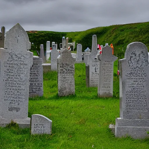 Prompt: st patrick's cemetary, strandhill road, ireland. hyperrealistic, fine detail, dystopian