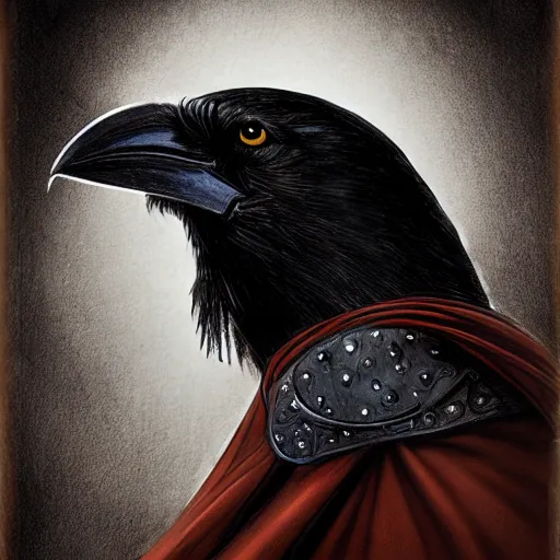 Image similar to a crow that is a warrior monk, dungeons and dragon, portrait