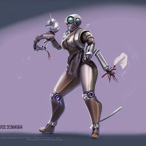 Image similar to robot swashbuckler, female, robot, fantasy, d & d, concept art, matte, illustration, character art,