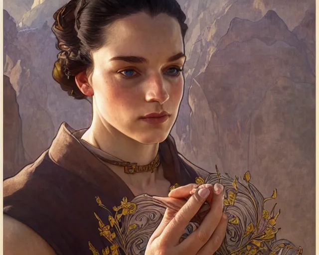 Image similar to photography of ferdinand hodler, deep focus, d & d, fantasy, intricate, elegant, highly detailed, digital painting, artstation, concept art, matte, sharp focus, illustration, hearthstone, art by artgerm and greg rutkowski and alphonse mucha