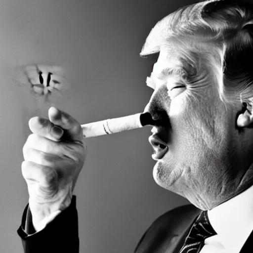 Image similar to a photo of donald trump smoking a cigarrette