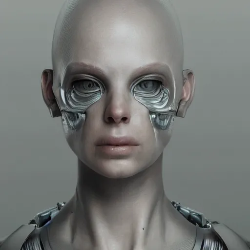 Prompt: a ultradetailed portrait of a white one cast futuristic biomechanic cyborg with mechanical elements for face, carbon fibre and nanotube elements, futuristic, 8 k, dramatic light, digital painting by hr giger, octane render