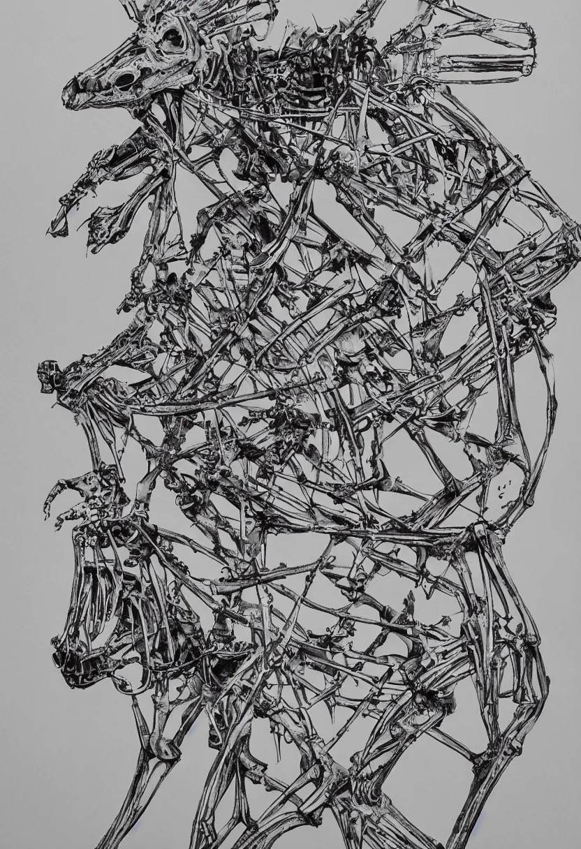 Image similar to a very cool concert t-shirt design of a kangaroo skeleton, highly detailed, line drawing