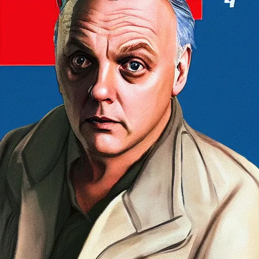 Image similar to Rik Mayall in GTA VI, cover art by stephen Bliss