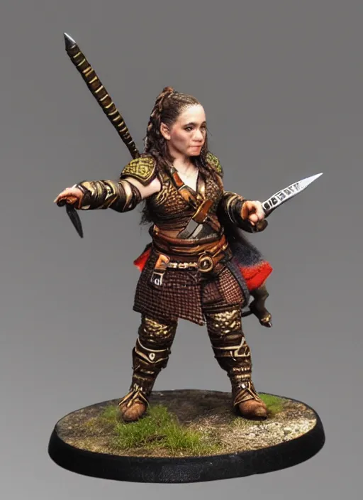 Prompt: Images on the store website, eBay, Full body, Miniature of a Female Dwarf Warrior