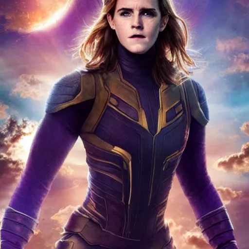 Image similar to Full body poster of Emma Watson as Thanos