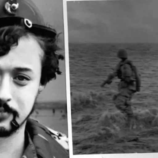 Image similar to sam hyde as a soldier on dday storming a beach, 4k