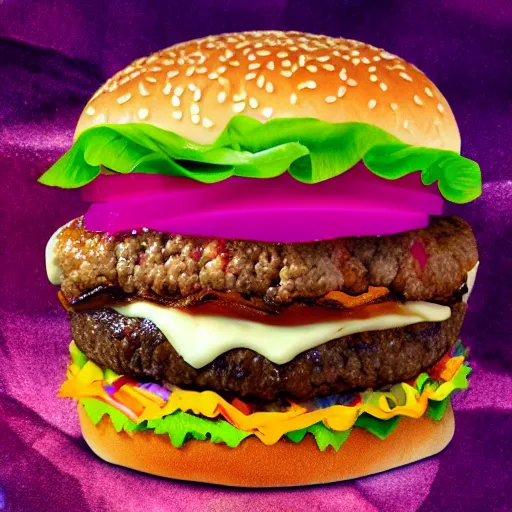 Image similar to a lisa frank style cheeseburger