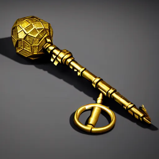 Image similar to a item of the golden key with diamond, icon, vray 4k render, on the white background, rpg game inventory item