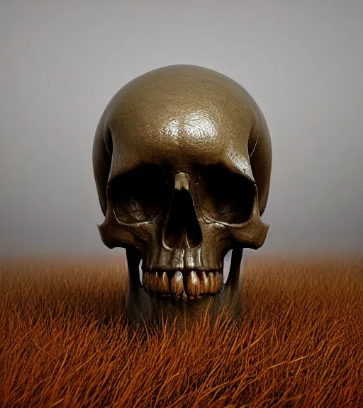 Image similar to skull, by zdzislaw beksinski, octane render, unreal engine 5, trending on artstation