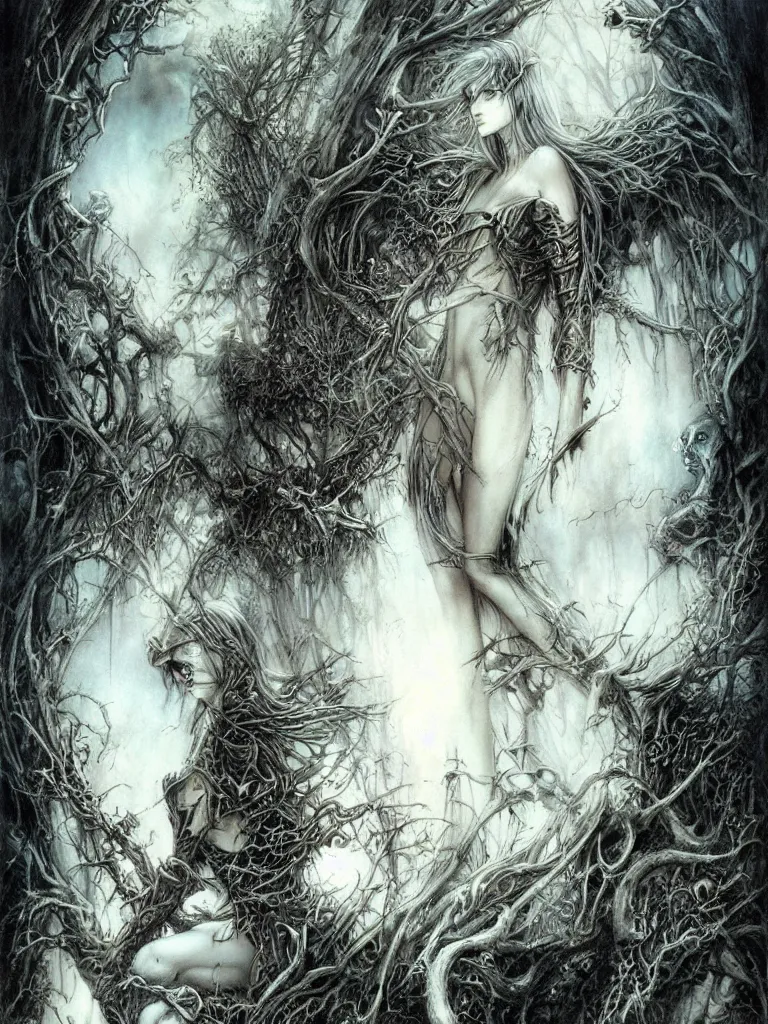 Image similar to life and death mixing together, by luis royo