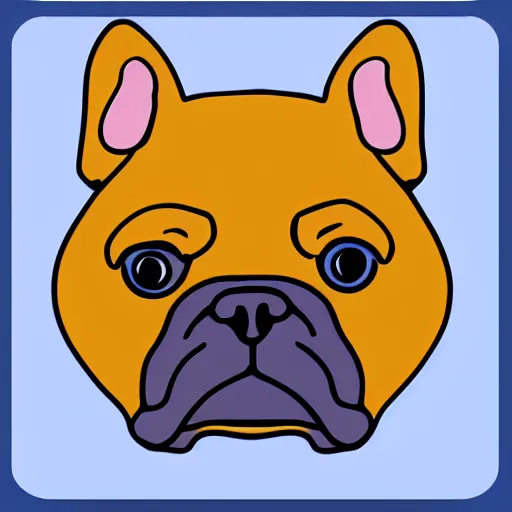 Prompt: colour emoji of a french bulldog, digital icon