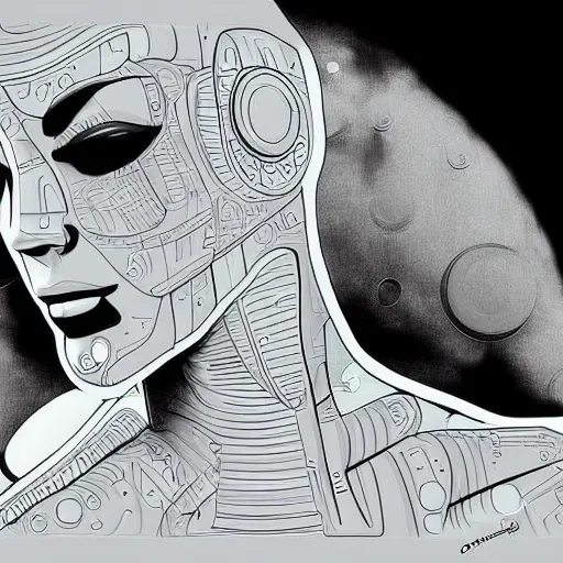 Image similar to cyborg dreaming. digital art. smooth. greyscale. by benedict bana