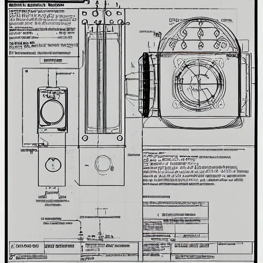 Prompt: detailed technical schematics for a time machine