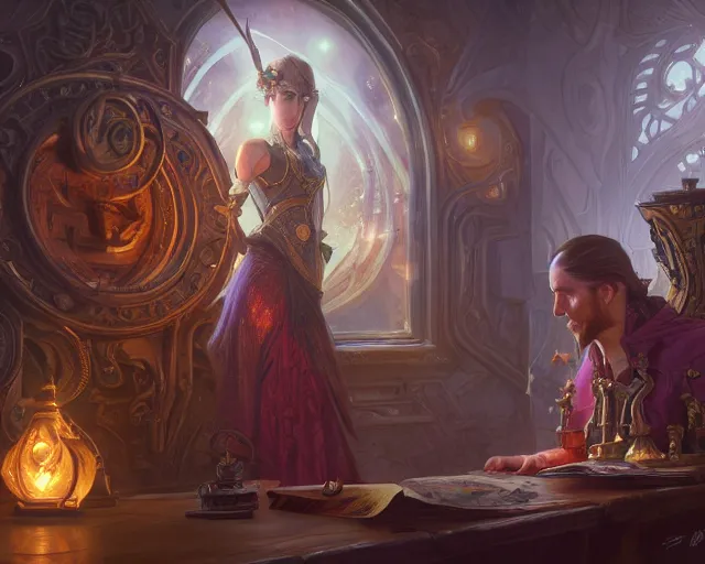 Image similar to photography of phil foglio, deep focus, d & d, fantasy, intricate, elegant, highly detailed, digital painting, artstation, concept art, matte, sharp focus, illustration, hearthstone, art by artgerm and greg rutkowski and alphonse mucha