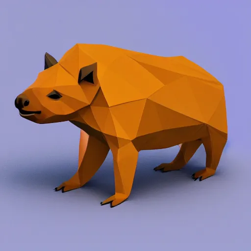 Image similar to cute low-poly capybara, 4k, hd