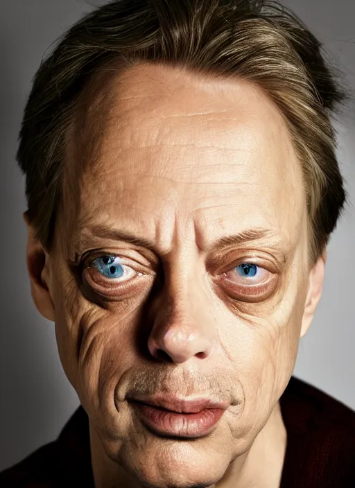 Prompt: portrait of beautiful female steve buscemi by mario testino, headshot, detailed, award winning, sony a 7 r