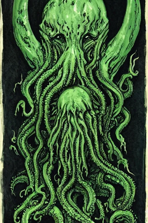 Image similar to In his house at R'lyeh, dead Cthulhu waits dreaming.