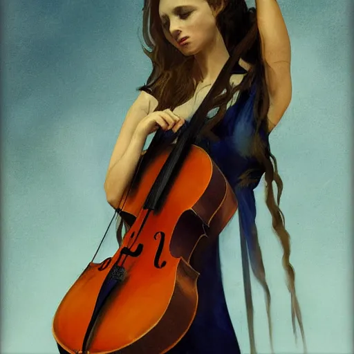 Image similar to girl with the body as cello by rutkowski