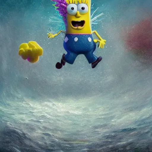 Image similar to hyperrealistic mixed media high resolution painting of SpongeBob SquarePants, stunning 3d render inspired art by István Sándorfi and Greg Rutkowski, perfect symmetry, dim volumetric lighting, 8k octane beautifully detailed render, post-processing, extremely hyper-detailed, intricate, epic composition, highly detailed attributes, highly detailed atmosphere, cinematic lighting, masterpiece, trending on artstation, very very detailed, masterpiece, stunning, flawless structure, lifelike texture, perfection,