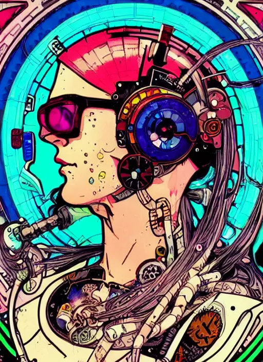 Image similar to cyberpunk pisces!! cyborg portrait illustration, pop art, splash painting, art by geof darrow, ashley wood, alphonse mucha, makoto shinkai