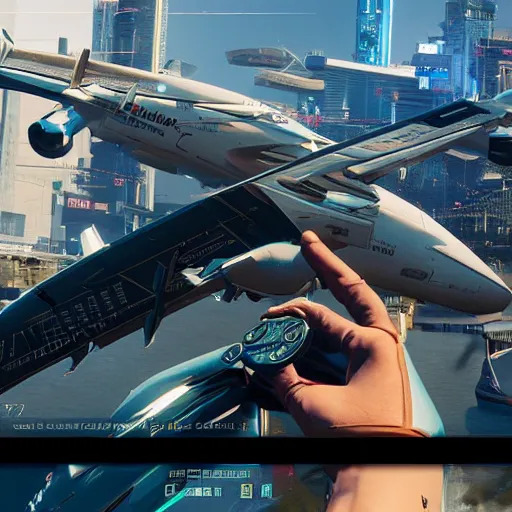 Image similar to microsoft flight simulator for cyberpunk 2077.