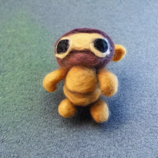 Image similar to a needle felted geodude, needle felting art.