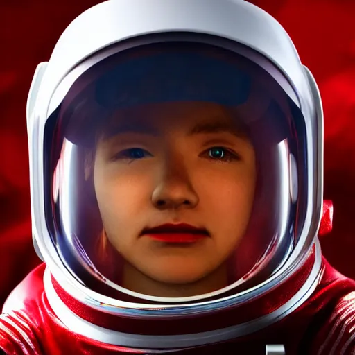 Image similar to a red suit astronaut high detail, with a light blue face, 4 k, real