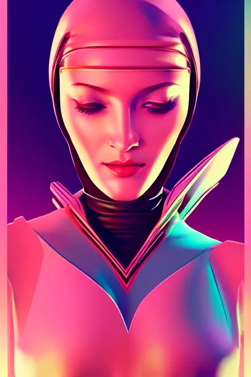 Image similar to 🧕🏽🛸, 8 0 s art deco, artstation, moebius + artgerm, hd,