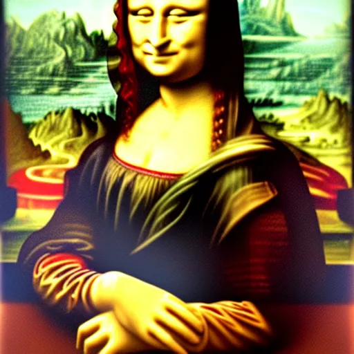 Prompt: Mona Lisa\'s face is a cute kitten