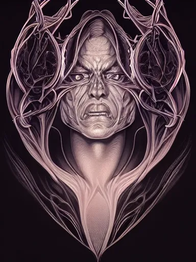 Prompt: portrait study, lord of regeneration, illustrated on black paper by, artgerm, moebius, android jones : : fractal lotus pattern : : digital painting, digital art, concept art, character design, imaginefx : : hyperrealism, dark fantasy