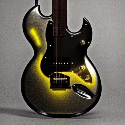 Prompt: an electric guitar made entirely out of metal