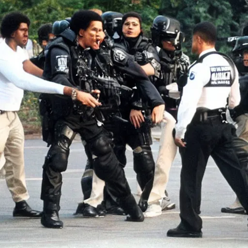 Image similar to michael jackson getting raided by swat team