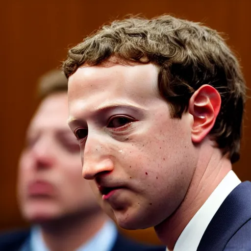 Prompt: mark Zuckerberg crying in a courtroom