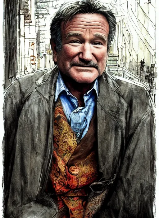 Image similar to portrait, Robin Williams in the Fisher King, watercolor, dramatic lighting, cinematic, establishing shot, extremely high detail, foto realistic, cinematic lighting, pen and ink, intricate line drawings, by Yoshitaka Amano, Ruan Jia, Kentaro Miura, Artgerm, post processed, concept art, artstation, matte painting, style by eddie mendoza, raphael lacoste, alex ross